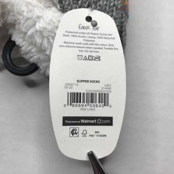 Secret Treasures Women's No Slip Slipper Sock Gray Cozy Dog Print Size 4-10 New - Picture 5 of 6